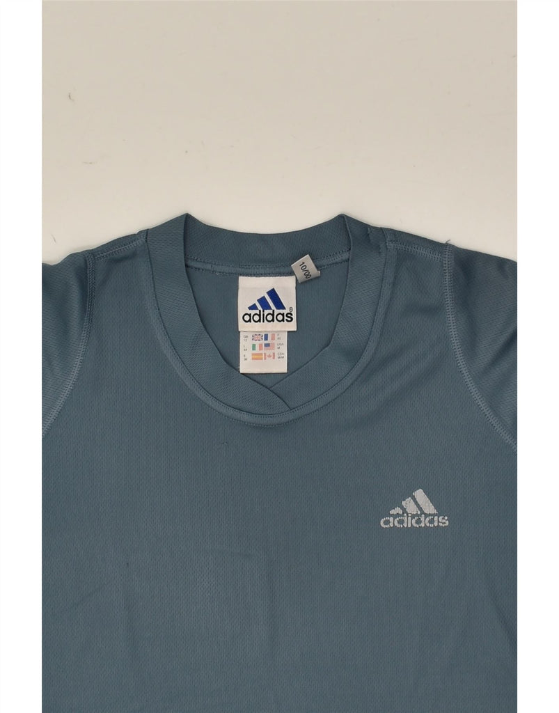 ADIDAS Womens T-Shirt Top UK 12 Medium Blue Polyester | Vintage Adidas | Thrift | Second-Hand Adidas | Used Clothing | Messina Hembry 