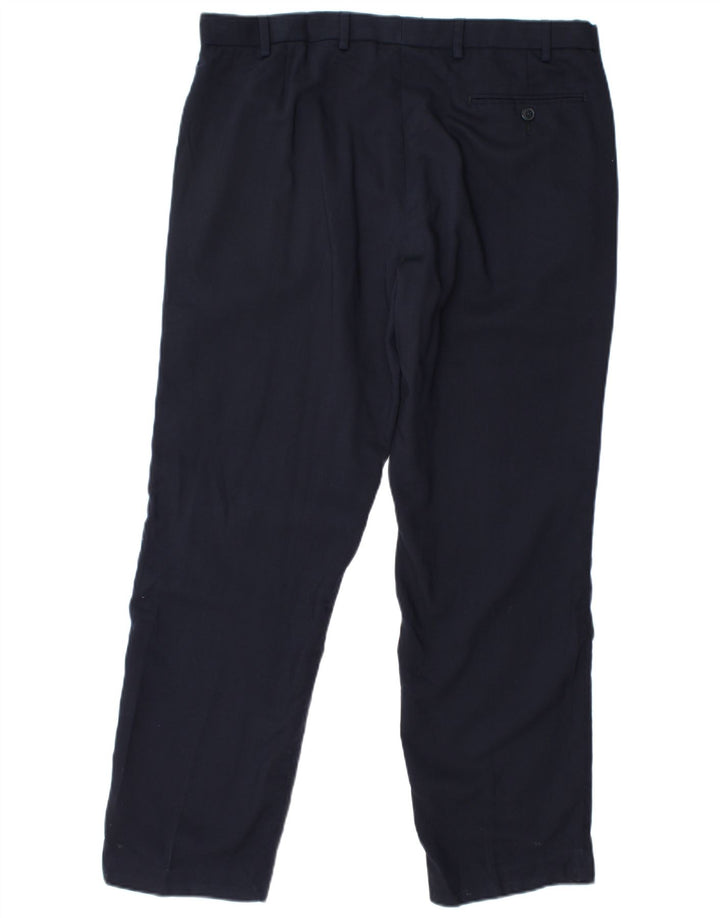 Marks & Spencer Mens Regular Fit Chino Trousers W36 L31 Navy Blue Wool