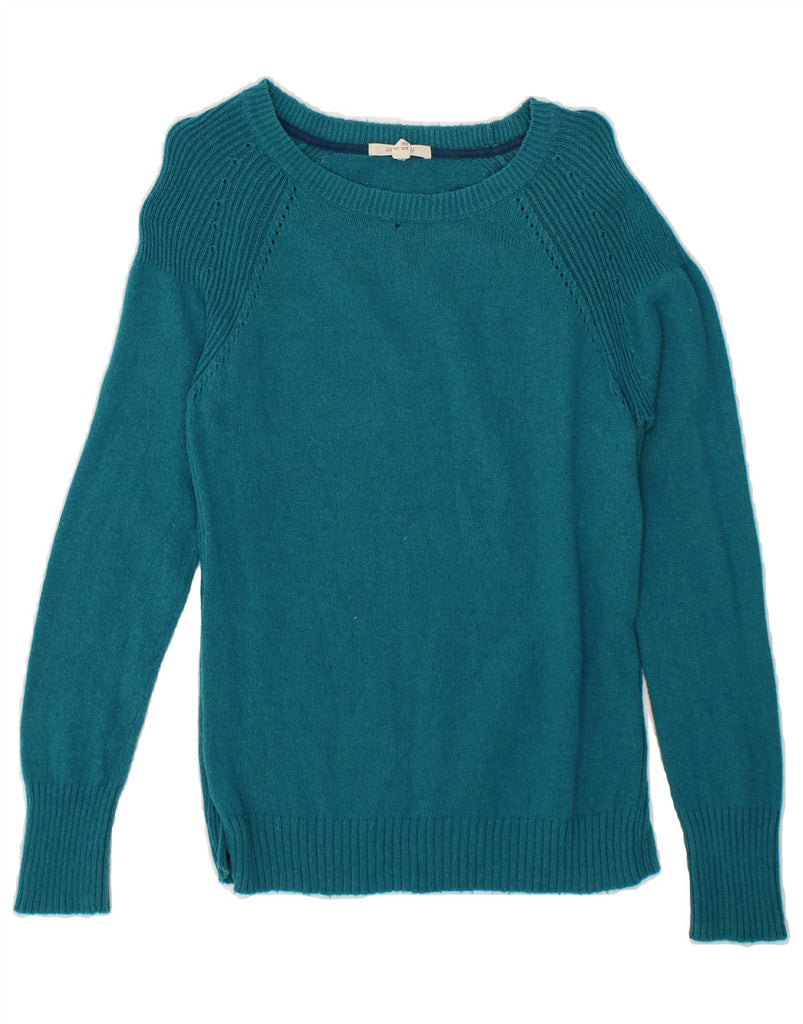 WHITE STUFF Womens Boat Neck Jumper Sweater UK 10 Small Blue Nylon Vintage White Stuff and Second-Hand White Stuff from Messina Hembry 