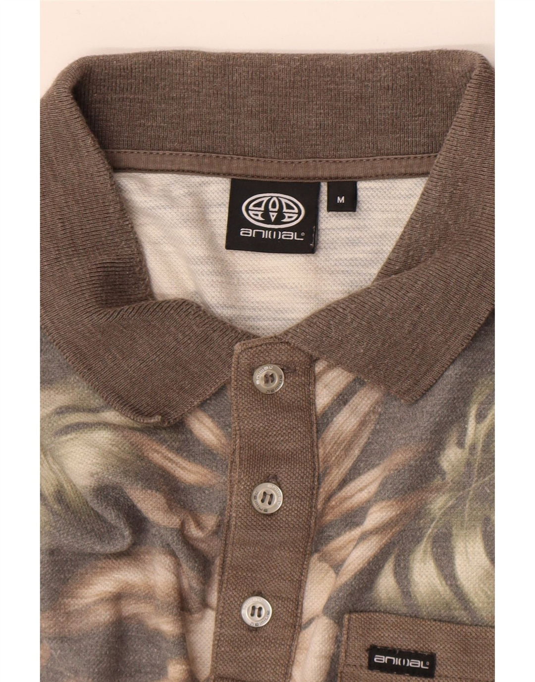 Animal Mens Polo Shirt Medium Brown Floral