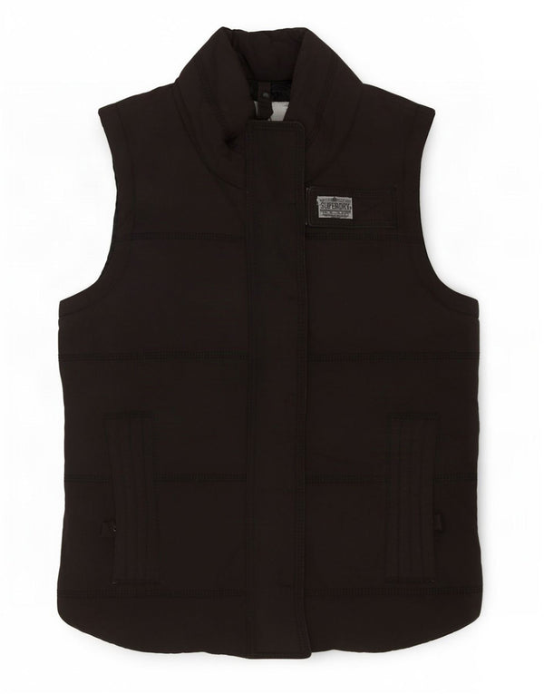 Superdry Womens Padded Gilet UK 6 XS Black Cotton