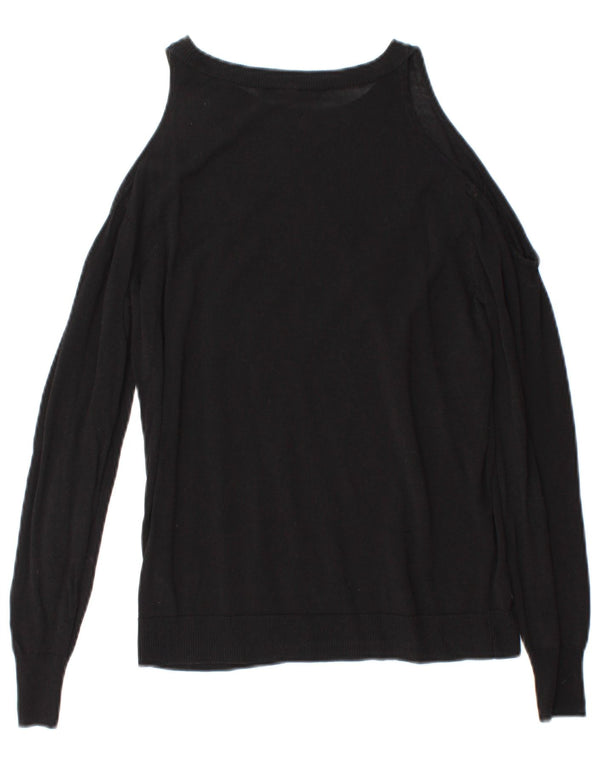Zara Womens Boat Neck Jumper Sweater UK 12 Medium Black Cotton