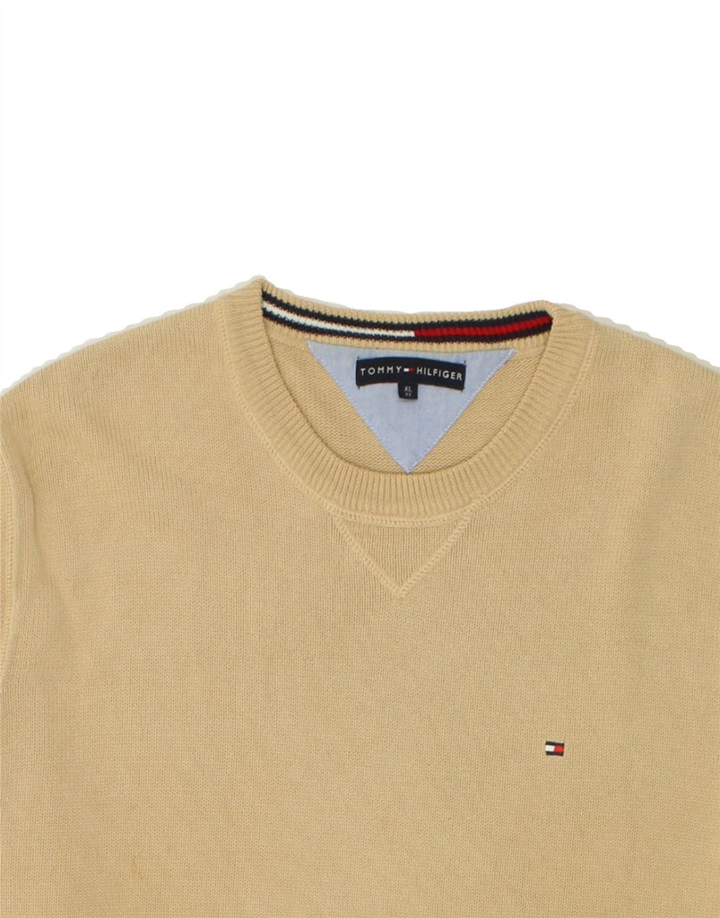 TOMMY HILFIGER Mens Boat Neck Jumper Sweater XL Beige Cotton | Vintage Tommy Hilfiger | Thrift | Second-Hand Tommy Hilfiger | Used Clothing | Messina Hembry 