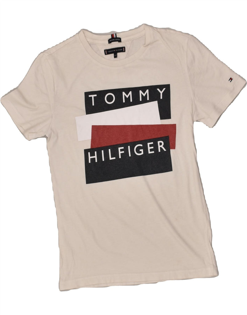 TOMMY HILFIGER Boys Graphic T-Shirt Top 11-12 Years White Cotton | Vintage Tommy Hilfiger | Thrift | Second-Hand Tommy Hilfiger | Used Clothing | Messina Hembry 