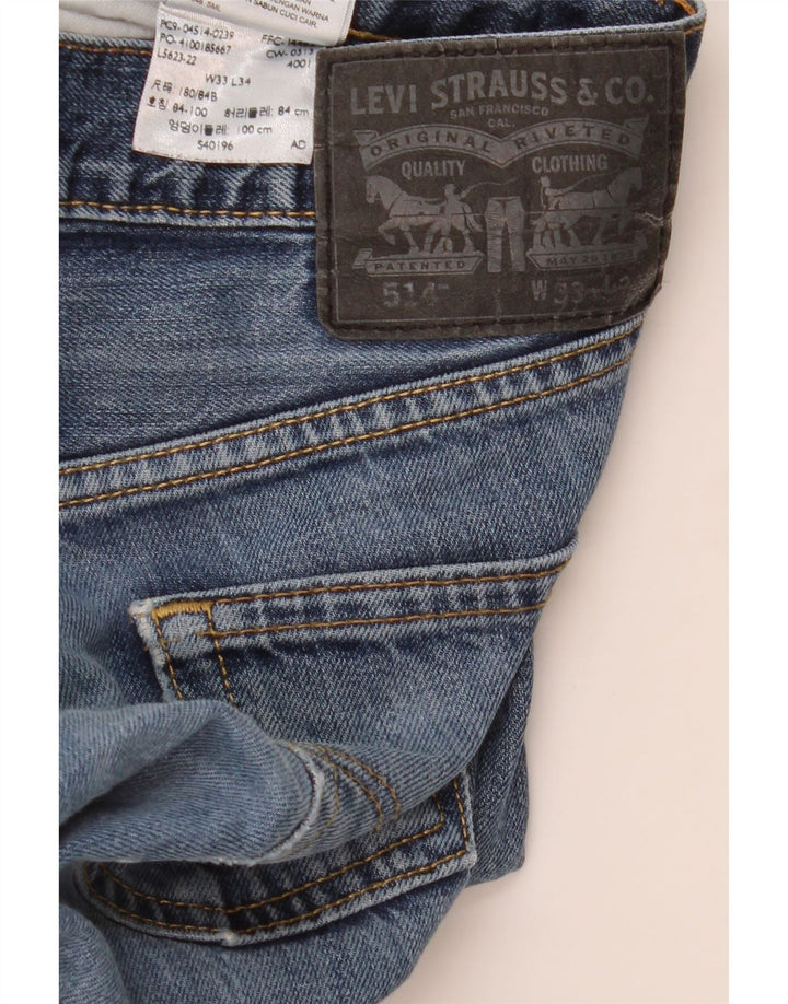 Levi's Mens 514 Straight Jeans W33 L34 Blue Cotton