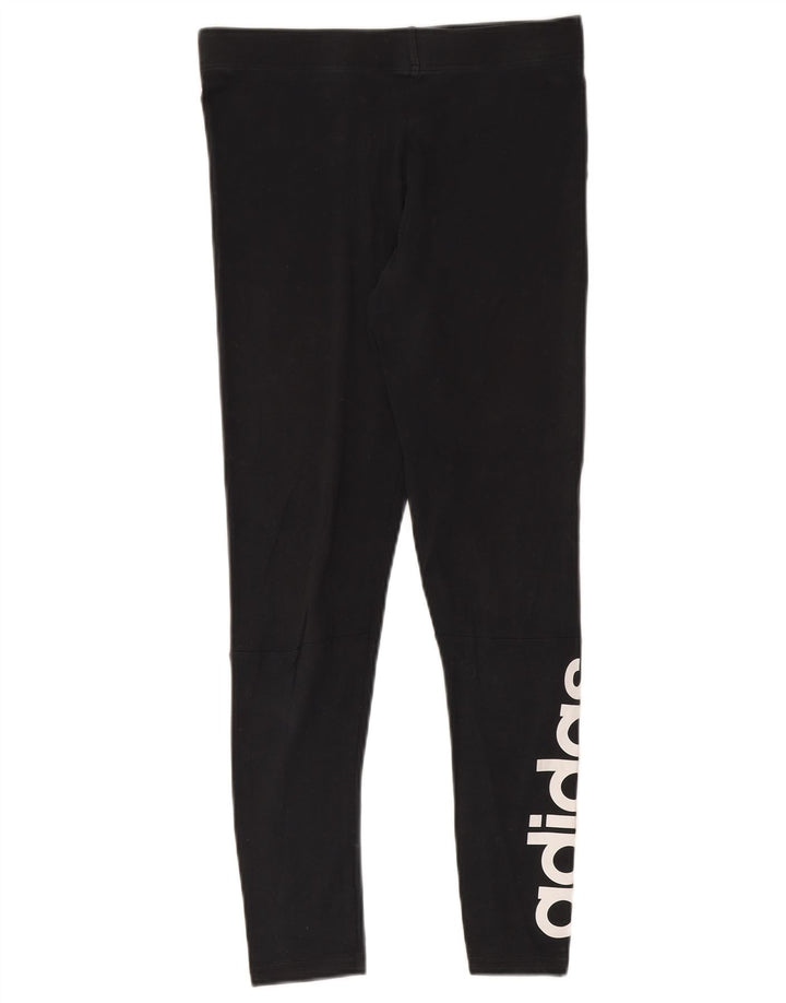 Adidas Womens Graphic Leggings UK 12 Medium Black Cotton