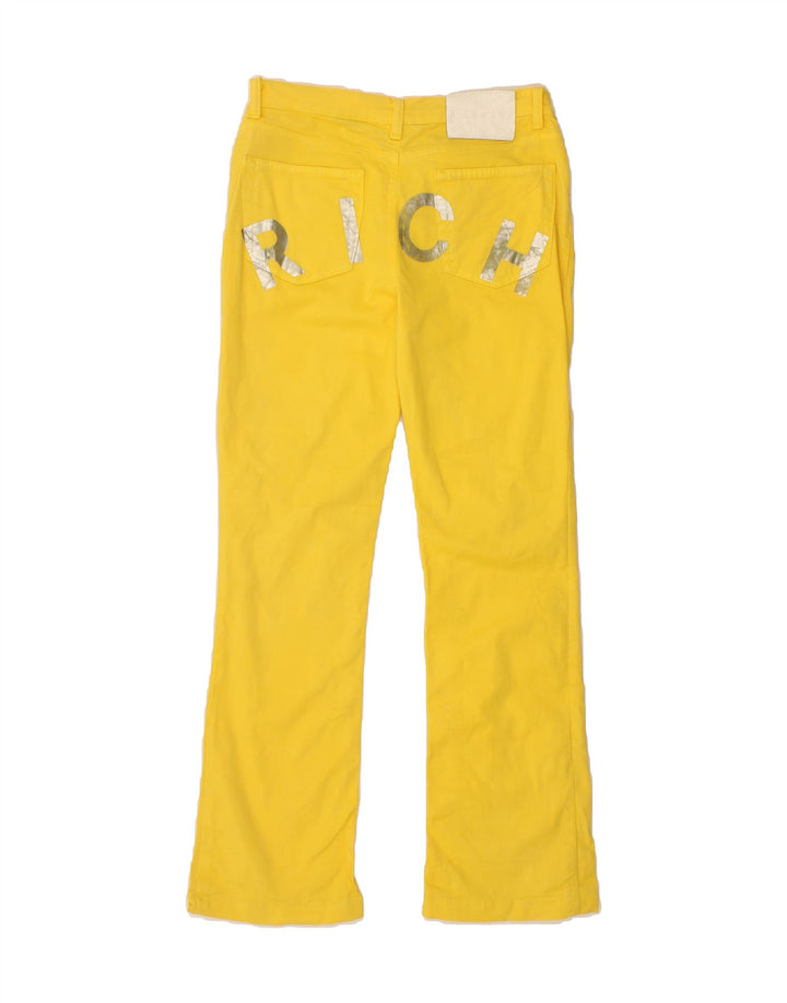RICHMOND Womens Graphic Bootcut Casual Trousers W30 L28 Yellow Vintage Richmond and Second-Hand Richmond from Messina Hembry 
