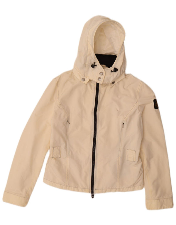 Refrigiwear Womens Hooded Rain Jacket UK 14 Large Off White Polyamide