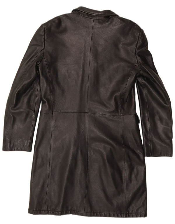 Marella Womens Leather Coat UK 12 Medium Black Leather