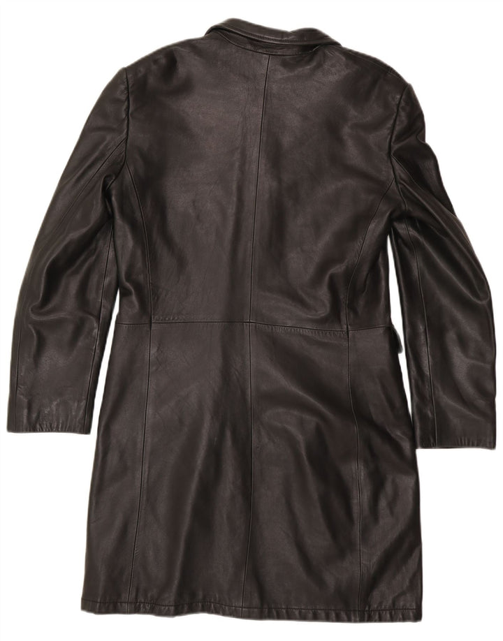 Marella Womens Leather Coat UK 12 Medium Black Leather