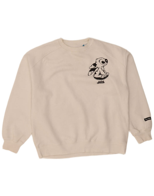 Zara Girls Stitch Graphic Sweatshirt Jumper 13-14 Years White Cotton