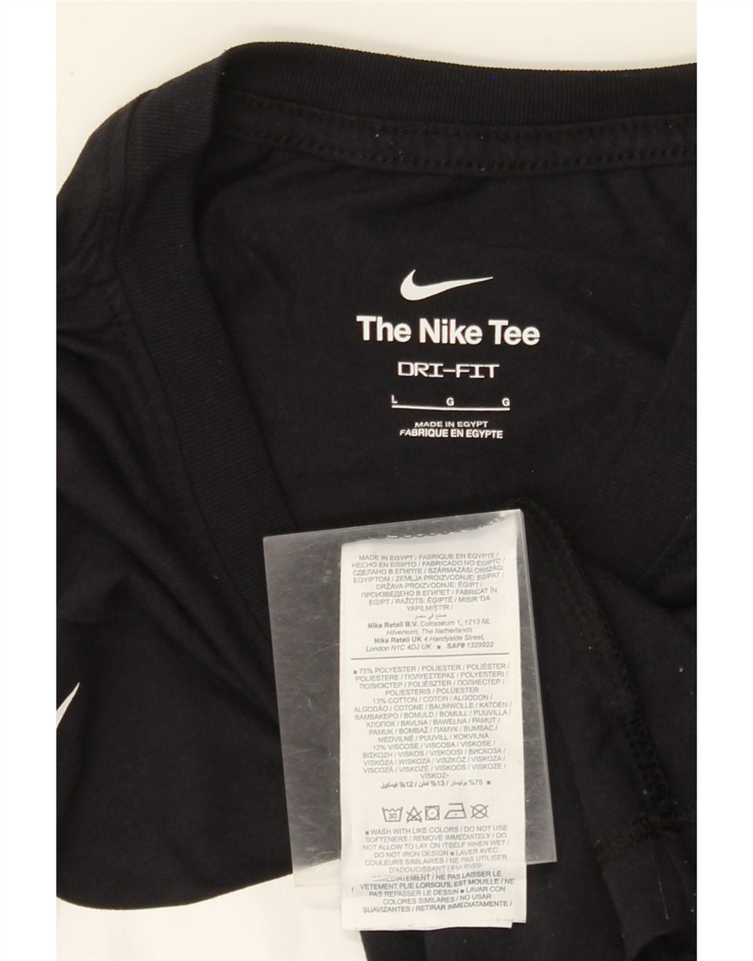 NIKE Mens Dri Fit Graphic T-Shirt Top Large Black Cotton