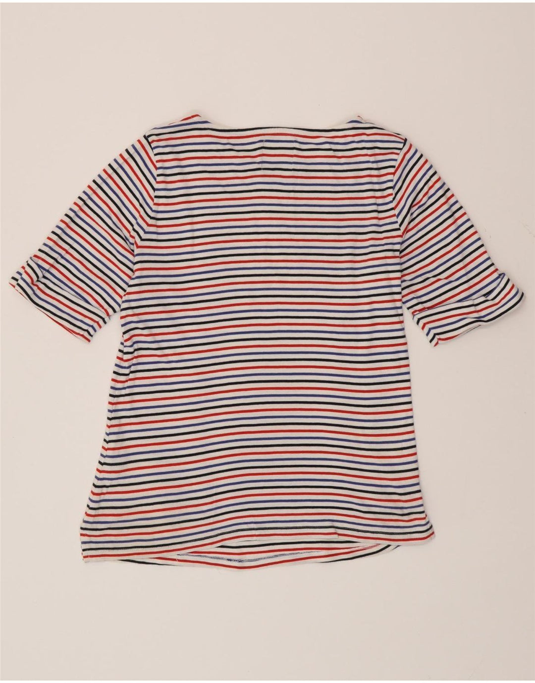 CREW CLOTHING Womens T-Shirt Top UK 14 Medium Multicoloured Striped Cotton