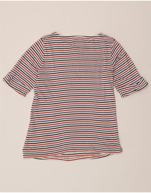 CREW CLOTHING Womens T-Shirt Top UK 14 Medium Multicoloured Striped Cotton