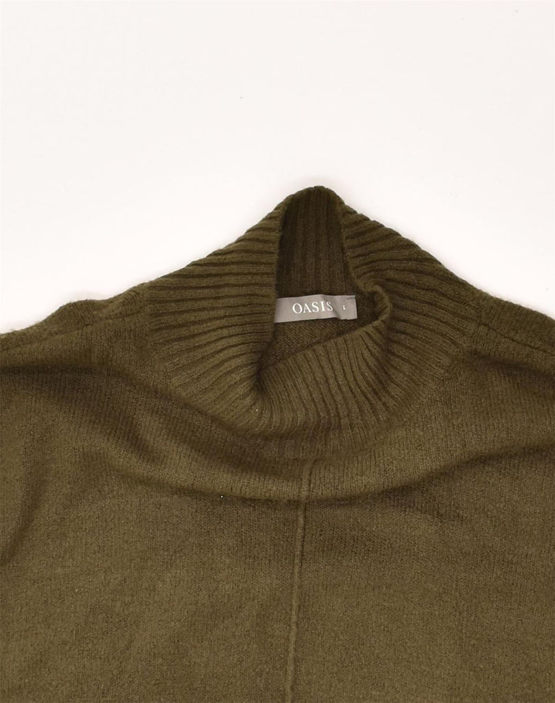 OASIS Womens Oversized Turtle Neck Jumper Sweater UK 16 Large Khaki | Vintage Oasis | Thrift | Second-Hand Oasis | Used Clothing | Messina Hembry 