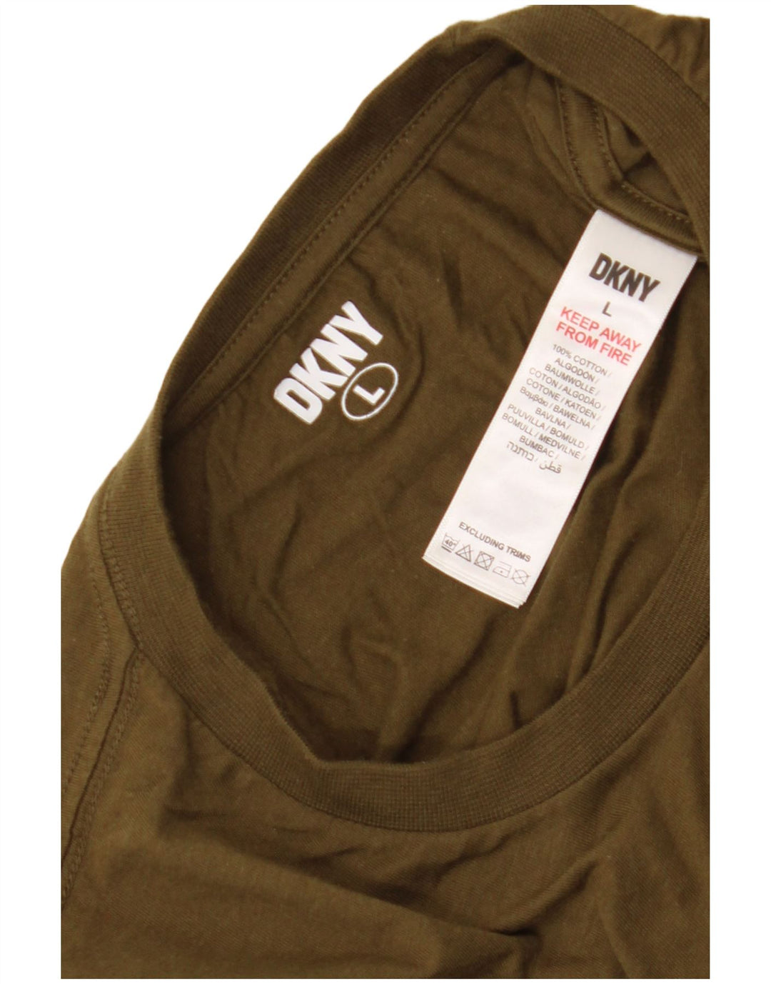 Dkny Mens T-Shirt Top Large Khaki Cotton