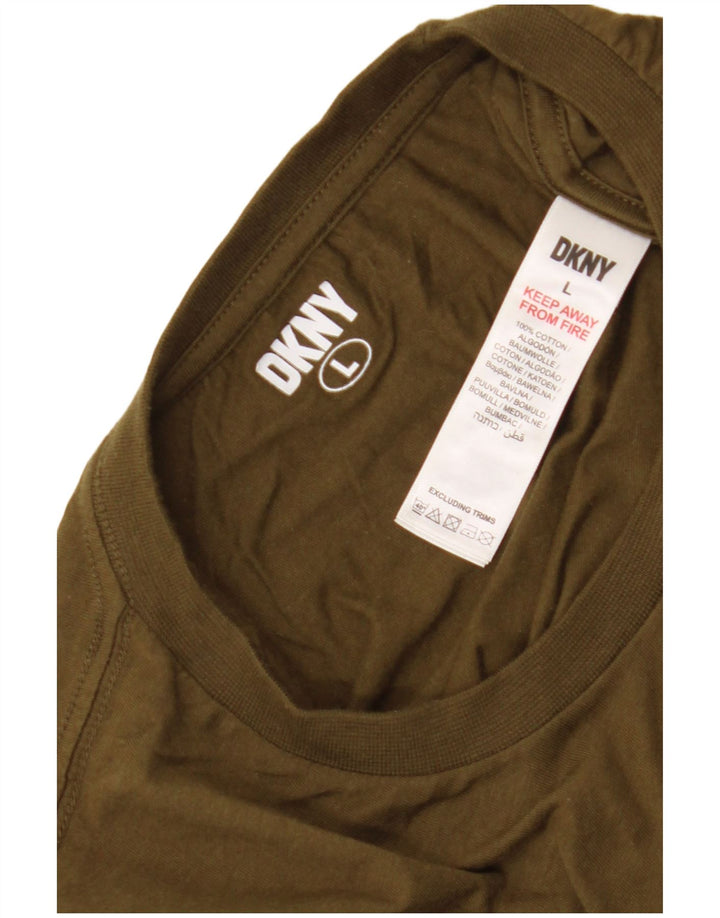 Dkny Mens T-Shirt Top Large Khaki Cotton