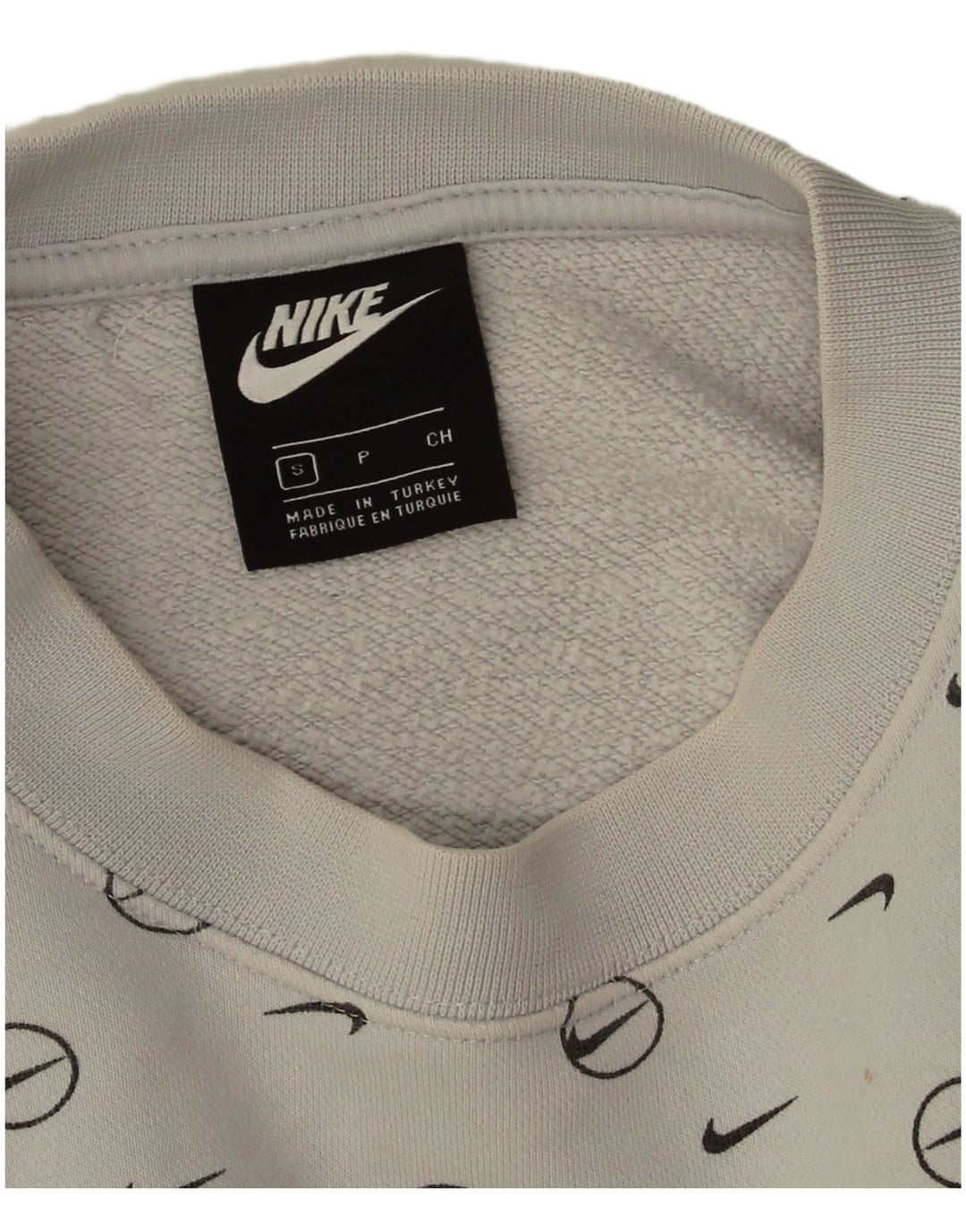 Nike Womens Oversized Crop Graphic Sweatshirt Jumper UK 10 Small Grey