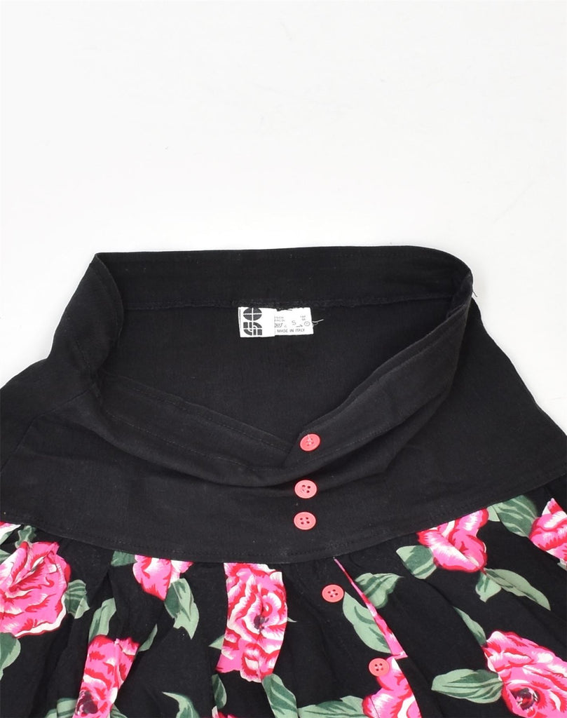 VINTAGE Womens High Waist Flared Skirt Small W24  Black Floral Viscose | Vintage Vintage | Thrift | Second-Hand Vintage | Used Clothing | Messina Hembry 