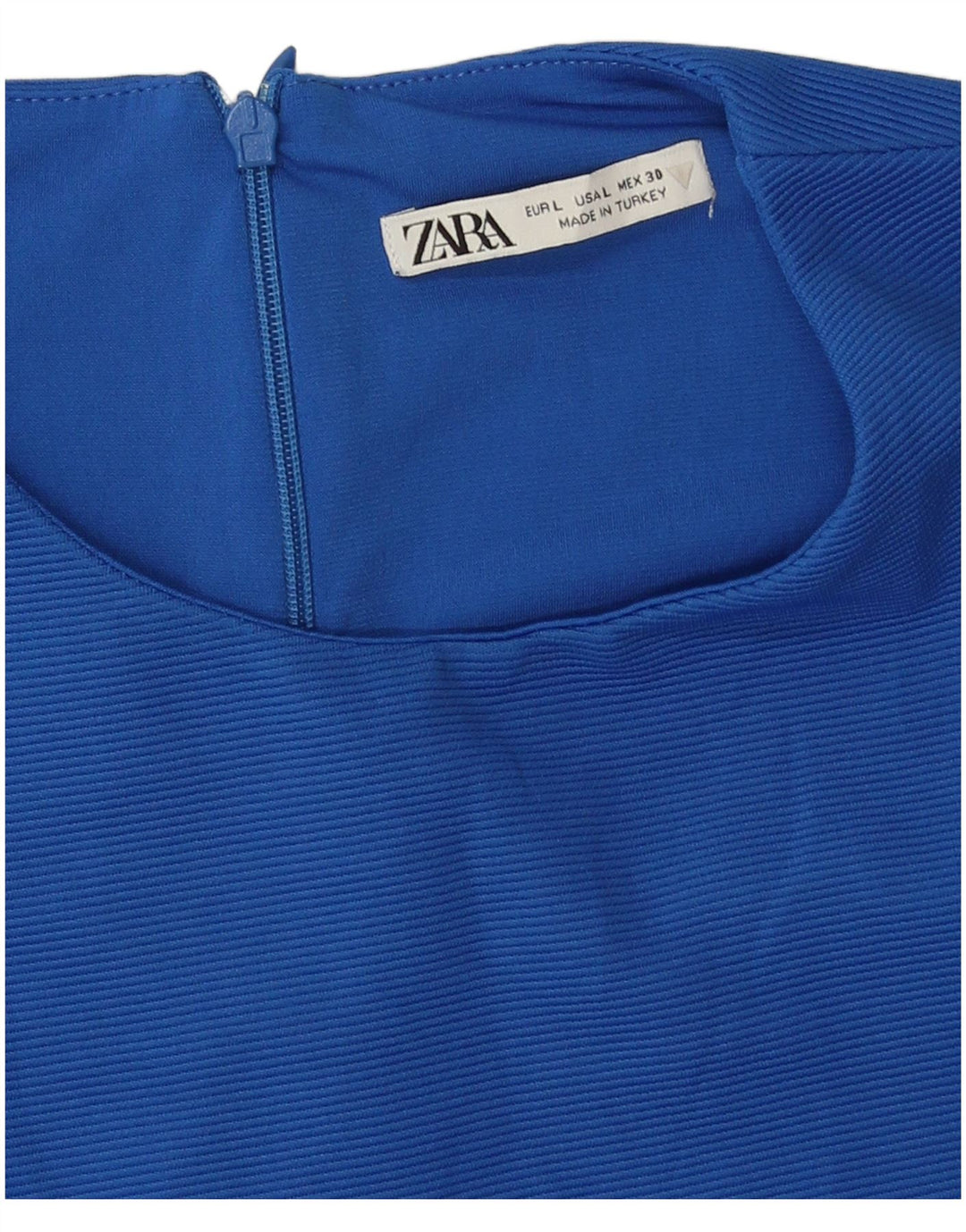 Zara Womens Crop Sleeveless Blouse Top UK 14 Large Blue Polyester
