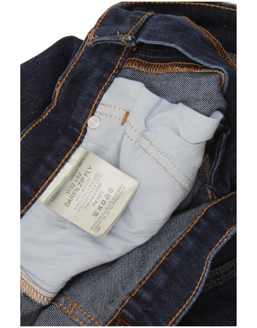 LEE Mens Daren Zip Fly Straight Jeans W32 L32 Navy Blue Cotton