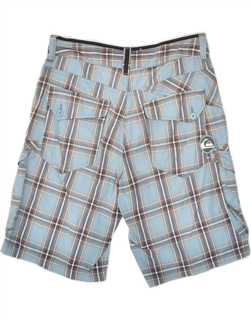 QUIKSILVER Mens Cargo Shorts W28 Small  Blue Check Cotton | Vintage Quiksilver | Thrift | Second-Hand Quiksilver | Used Clothing | Messina Hembry 