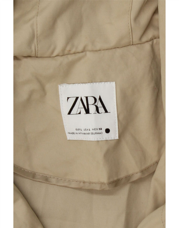 Zara Womens Hooded Oversized Parka Jacket UK 16 Large Beige