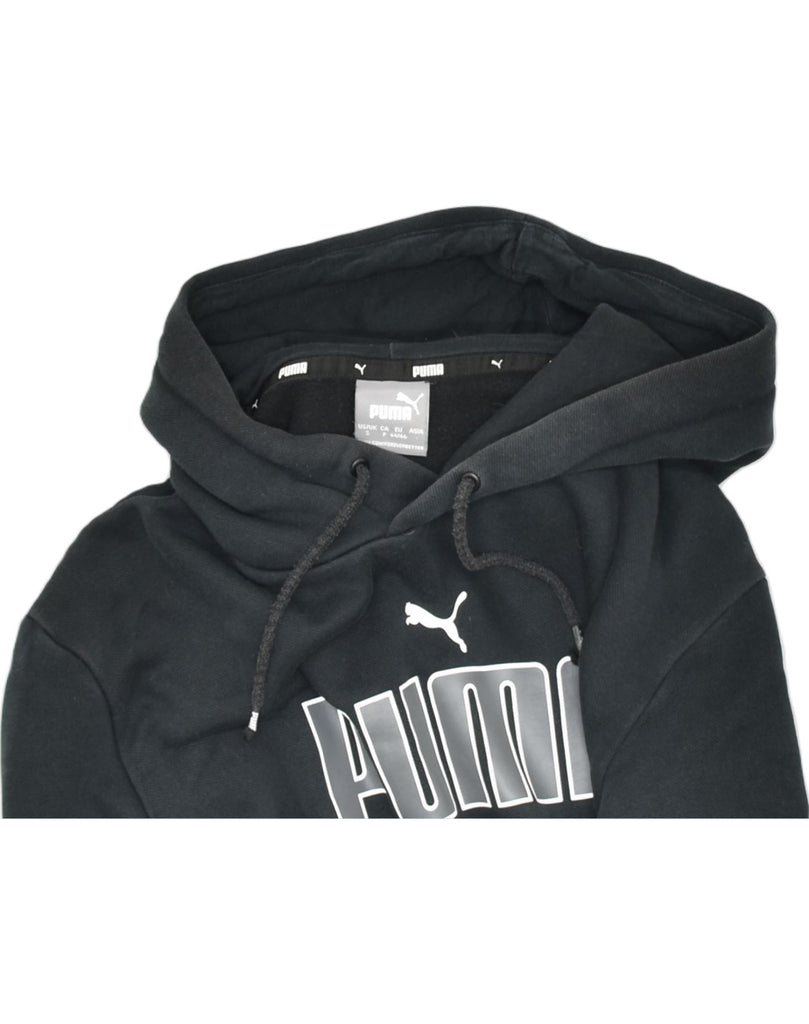 PUMA Mens Graphic Hoodie Jumper Small Black Cotton | Vintage | Thrift | Second-Hand | Used Clothing | Messina Hembry 