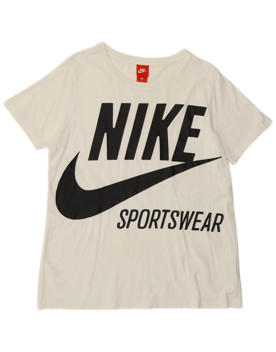 Nike Womens Graphic T-Shirt Top UK 16 Large Off White Cotton