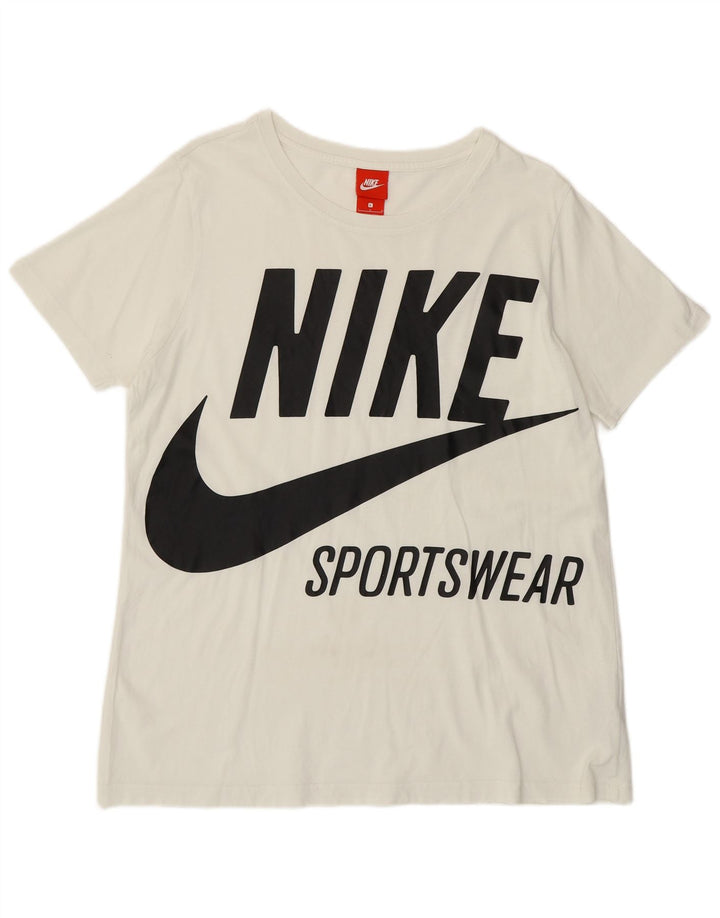 Nike Womens Graphic T-Shirt Top UK 16 Large Off White Cotton