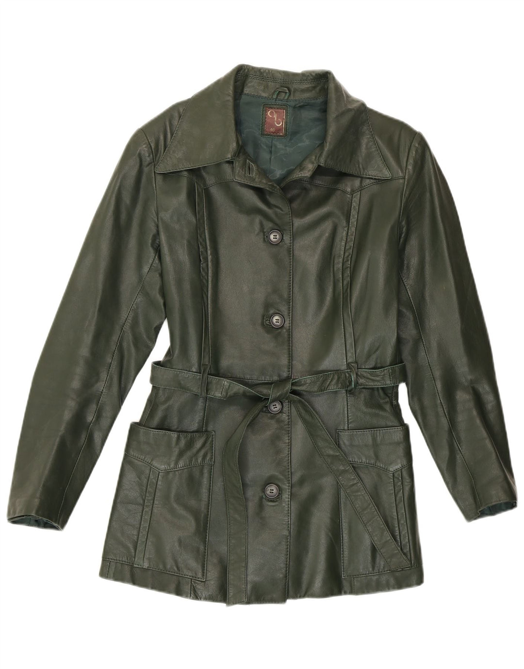 Vintage Womens Leather Jacket IT 46 Large Green