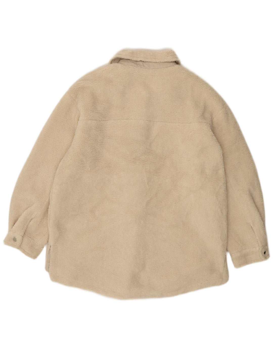 Topshop Womens Oversized Fleece Jacket UK 10 Small Beige Polyester