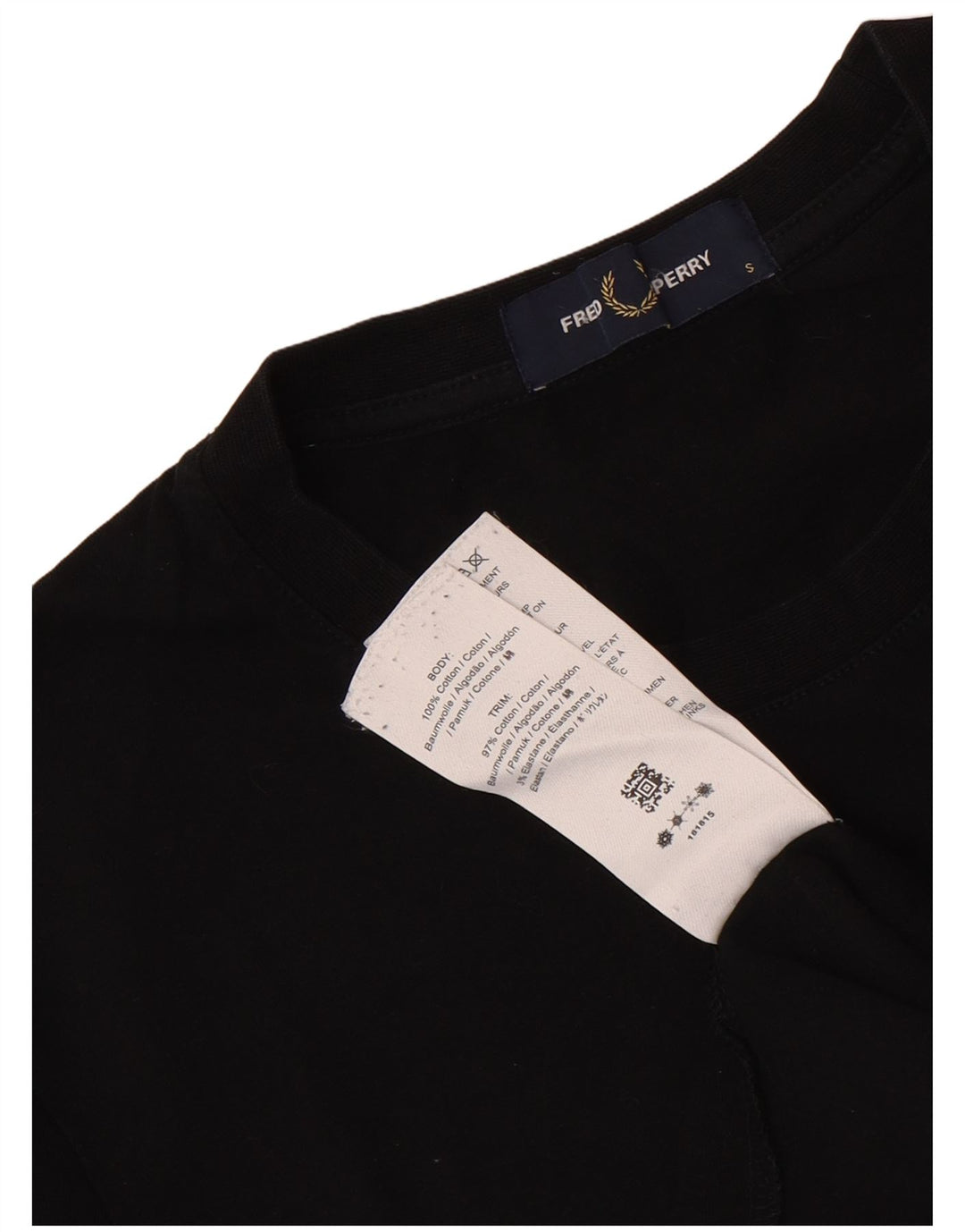 Fred Perry Mens Graphic T-Shirt Top Small Black Cotton