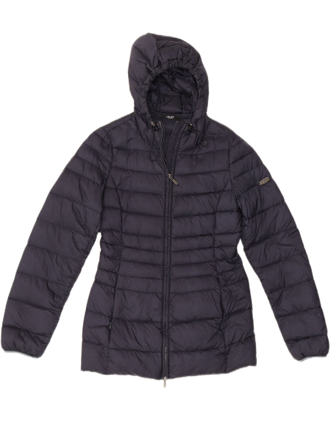LIU JO Womens Hooded Padded Jacket UK 6 XS Navy Blue Polyamide Vintage Liu Jo and Second-Hand Liu Jo from Messina Hembry 
