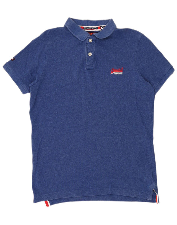 Superdry Mens Polo Shirt XL Blue Cotton