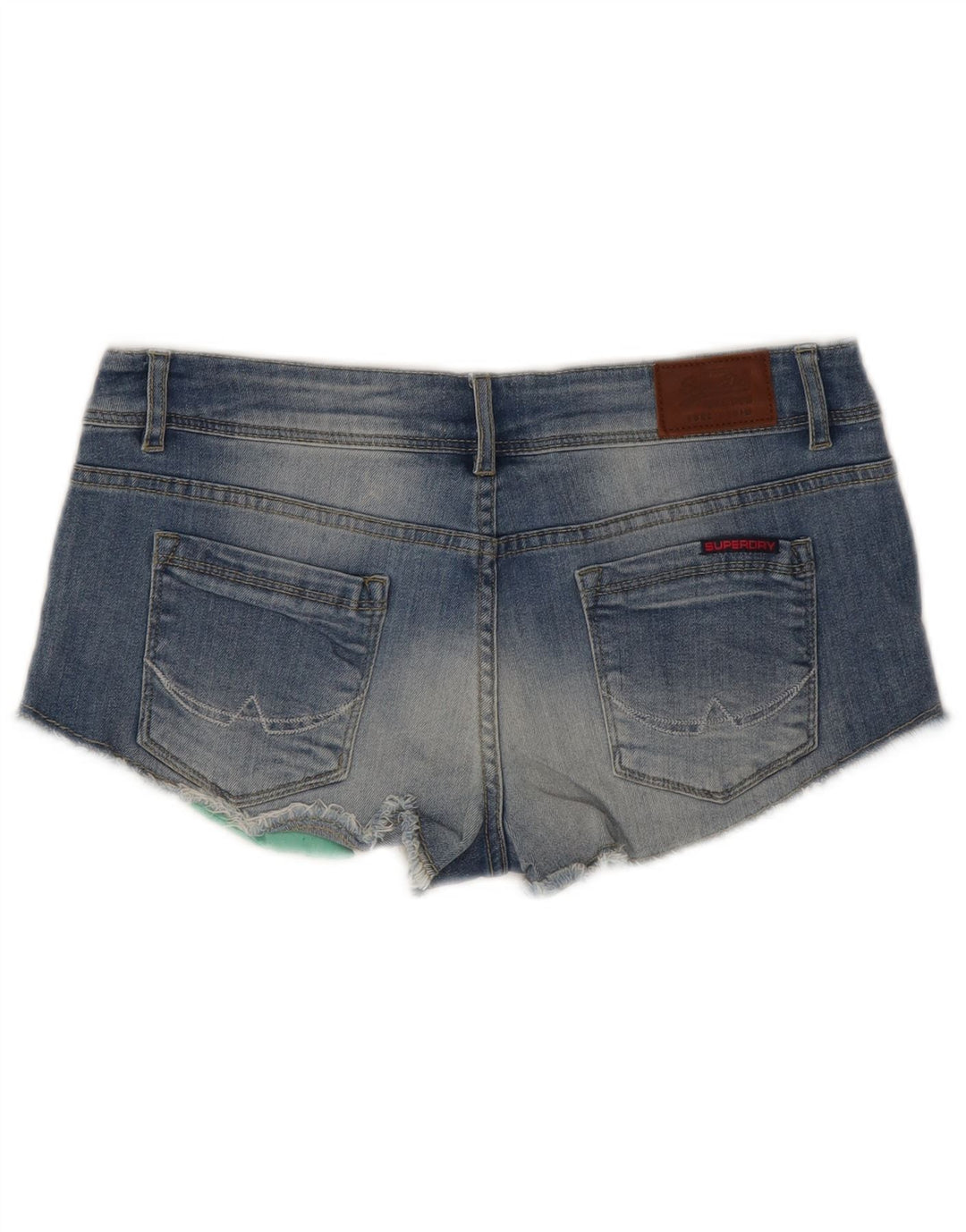 Superdry Womens Low Waist Denim Hot Pants W30 Medium Blue Cotton