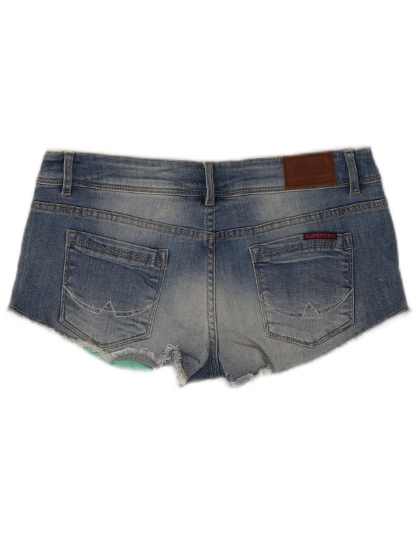 Superdry Womens Low Waist Denim Hot Pants W30 Medium Blue Cotton