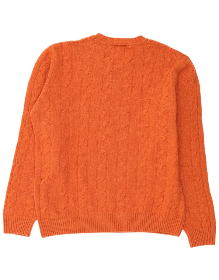 Vintage Mens Crew Neck Jumper Sweater XL Orange Wool