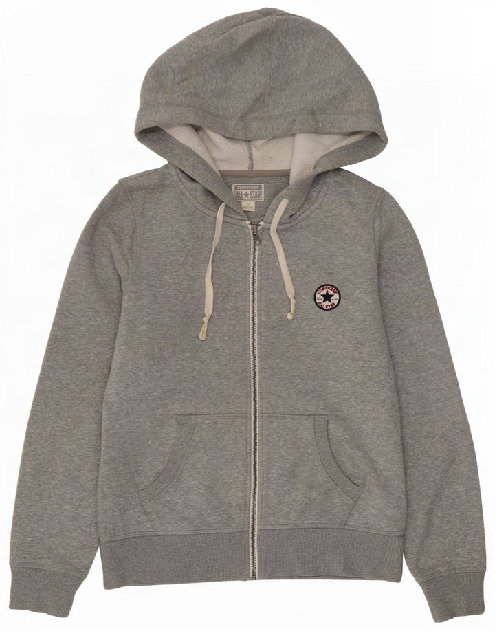 Converse Womens Zip Hoodie Sweater UK 16 Large Grey Cotton