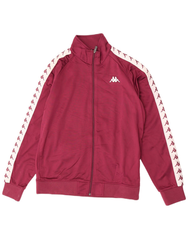 Kappa Womens Graphic Tracksuit Top Jacket UK 16 Large Burgundy Colourblock