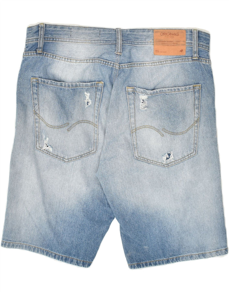 JACK & JONES Mens Regular Distressed Denim Shorts XL W36  Blue Cotton | Vintage Jack & Jones | Thrift | Second-Hand Jack & Jones | Used Clothing | Messina Hembry 