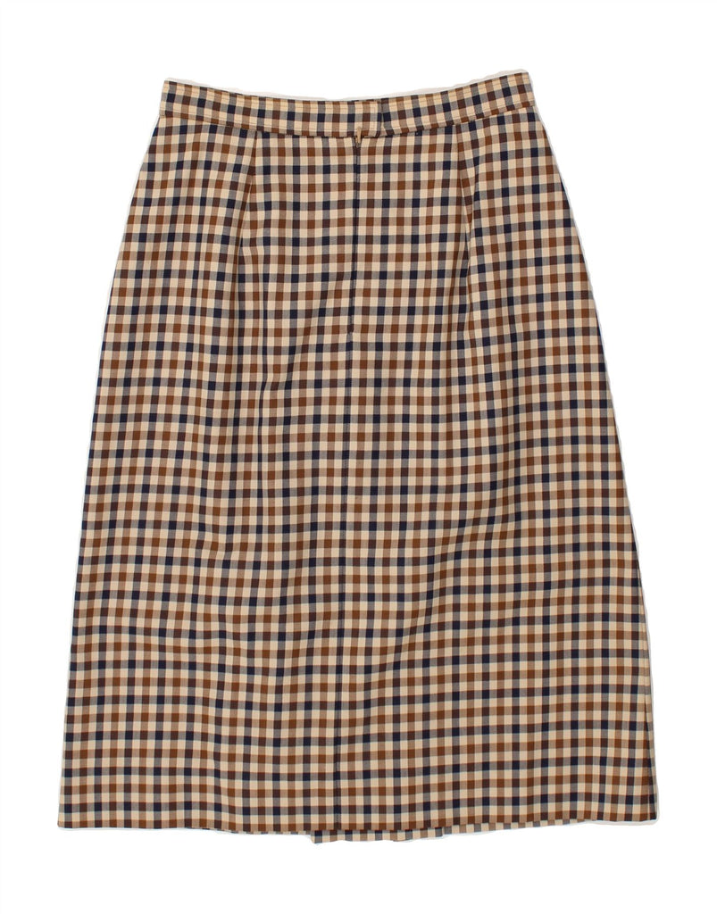 AQUASCUTUM Womens Midi Skirt W26 Small Beige Check Virgin Wool | Vintage Aquascutum | Thrift | Second-Hand Aquascutum | Used Clothing | Messina Hembry 