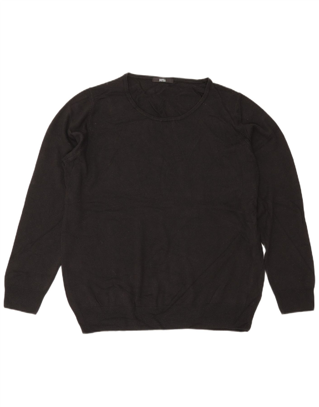 MARKS & SPENCER Womens Oversized Crew Neck Jumper Sweater UK 18 XL  Black