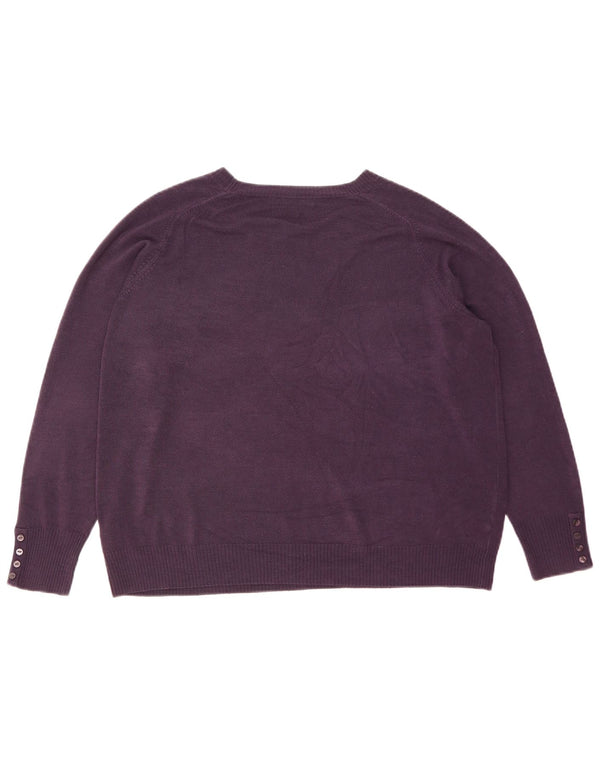 Marks & Spencer Womens Boat Neck Jumper Sweater UK 22 3XL  Purple Acrylic