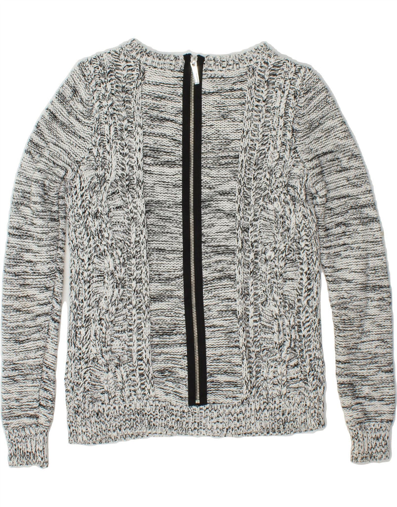 MICHAEL KORS Womens Crew Neck Jumper Sweater UK 6 XS Grey Flecked Cotton Vintage Michael Kors and Second-Hand Michael Kors from Messina Hembry 