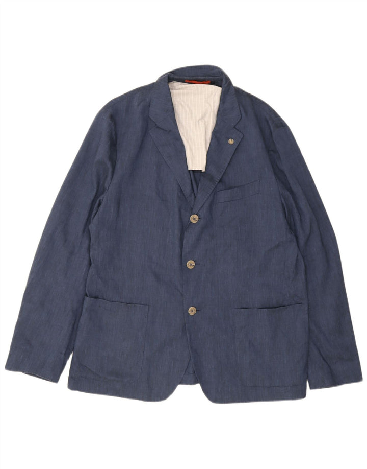 Ted Baker Mens 3 Button Blazer Jacket Size 6 2XL Blue Linen