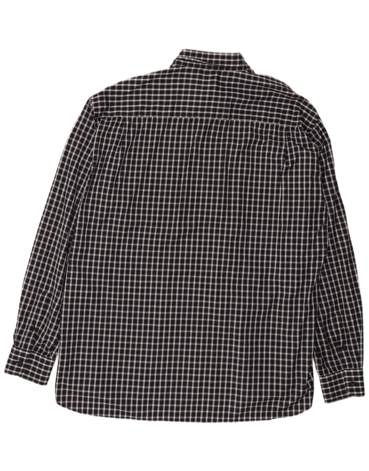 Paul & Shark Mens Shirt Size 47 2XL Black Check Cotton
