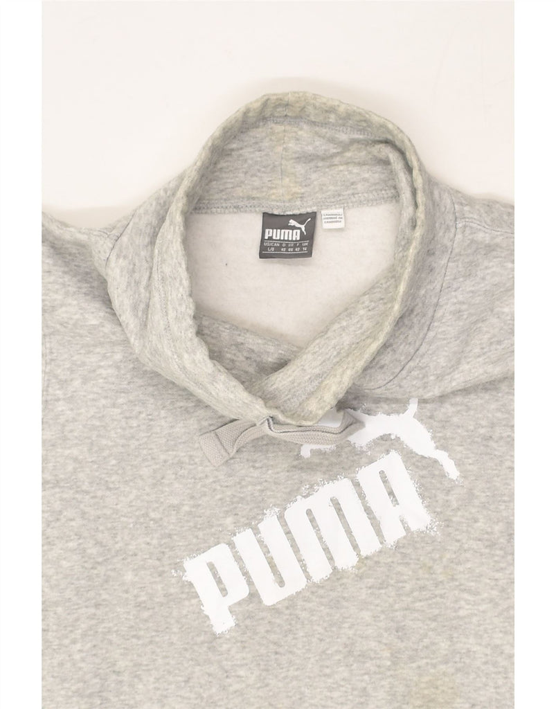 PUMA Womens Graphic Sweatshirt Jumper UK 14 Large Grey Polyester | Vintage Puma | Thrift | Second-Hand Puma | Used Clothing | Messina Hembry 