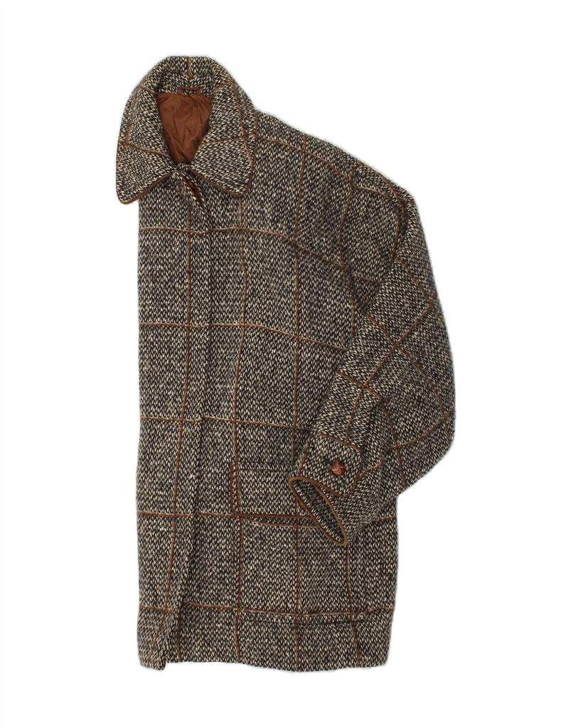 VINTAGE Womens Overcoat IT 42 Medium Grey Check Wool Vintage Vintage and Second-Hand Vintage from Messina Hembry 