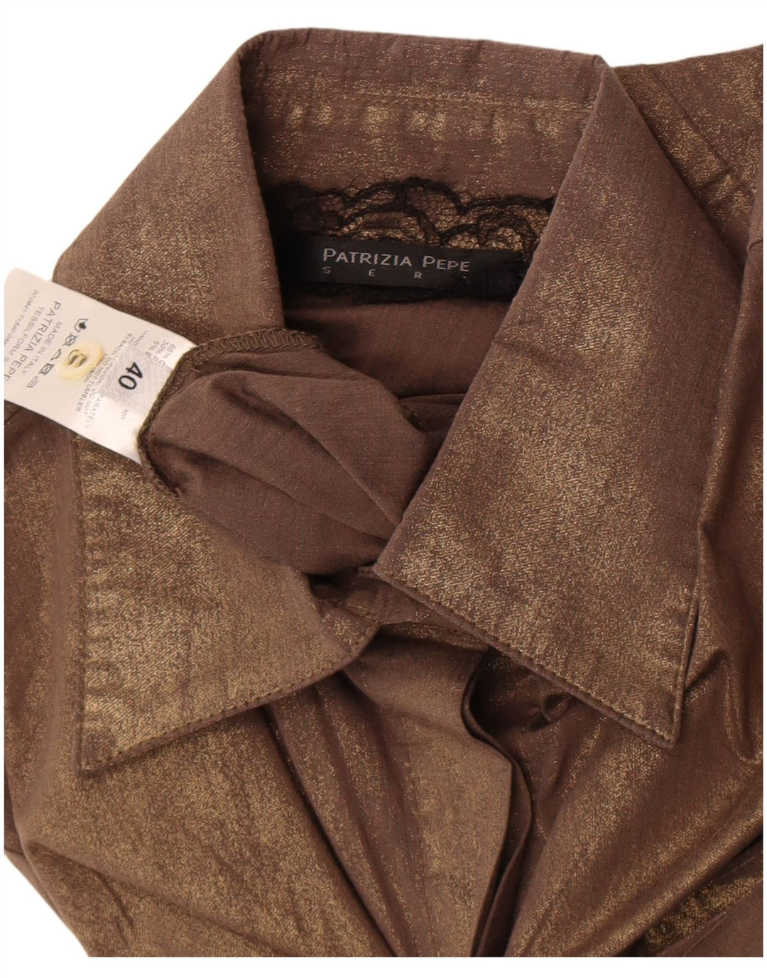 Patrizia Pepe Womens Formal Shirt IT 40 Small Brown Cotton